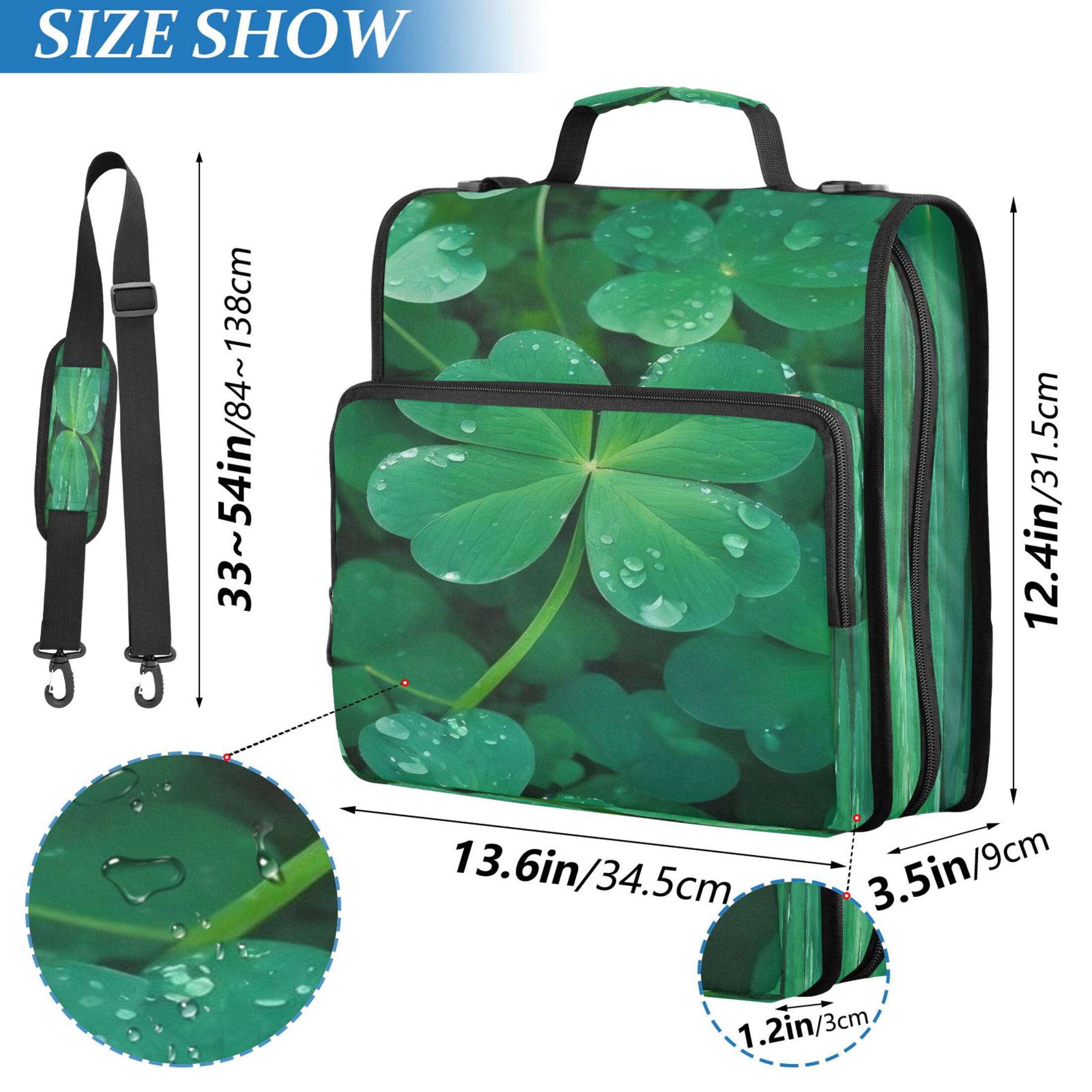 DIXRUYEE Zipper Binder trapper keeper Documents Organized Design Lucky Leaves Printed