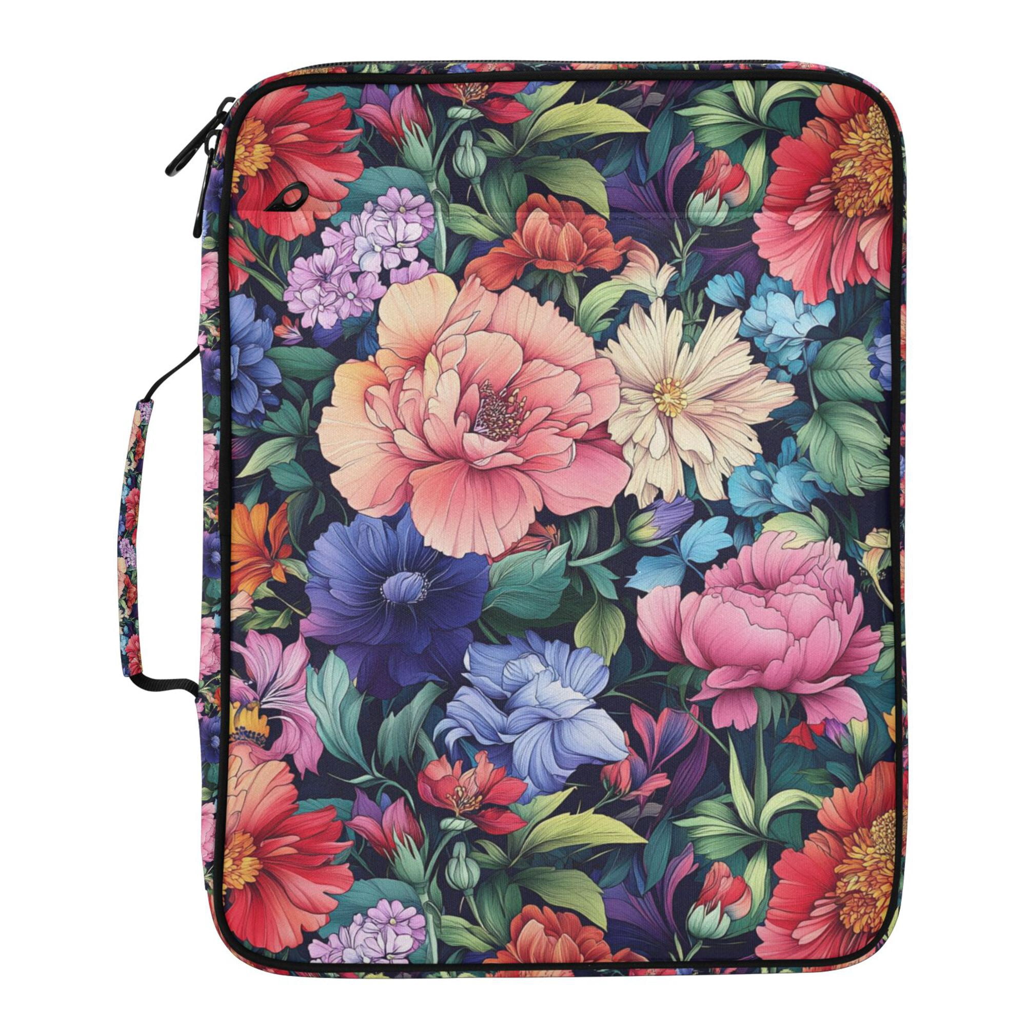 FORMRS Accordion File Folder A4 Size 7-Pocket Expanding Document Organizer Bag with 3 Ring Binder, Vibrant Pink Floral Pattern