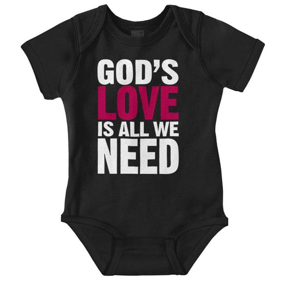 Christian Faith Gods Love All We Need Romper Boys or Girls Infant Baby Brisco Brands NB