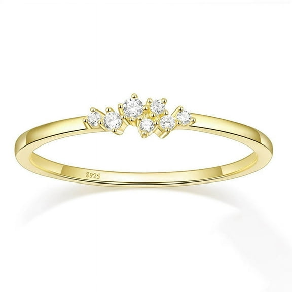 925 Sterling Silver 14K Gold Plated Wedding Bands for Women Stackable Cubic Zirconia Engagement Rings for Her Size