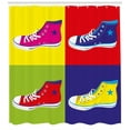 thumbnail image 3 of Ambesonne Teen Room Shower Curtain, Retro Sport Shoes, 69"Wx84"L, Multicolor, 3 of 3