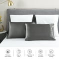 thumbnail image 2 of JML Silky Soft Satin Pillowcases Queen Set of 2,Wrinkle, Fade, Stain Resistant,20"x 30",Dark Grey, 2 of 5