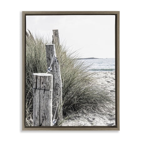 Stupell Industries Coastal Beach Landscape Landscape Photography Brown Floater Framed Canvas Art Print Wall Art 25 x 31