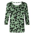 thumbnail image 4 of Camiseta de Cuello Redondo Impresa Casual para Mujeres con Mangas 3/4, Camiseta de Moda Casual de Longitud Media, 4 of 4