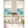 thumbnail image 5 of Turquoise Blue Marble 2 Panel Kitchen Curtains for Small Windows, Modern Abstract Art Cracks Bathroom Tier Curtain, Short Window Treatment for Bedroom/Living Room 55"x24", 5 of 6