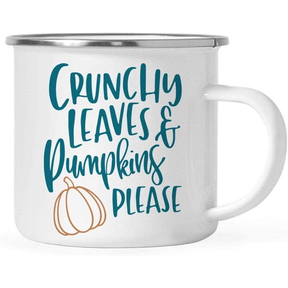 Koyal Wholesale Fall Autumn Season 11oz. Stainless Steel Campfire Coffee Mug Gift, Crunchy Leaves & Pumpkins Please