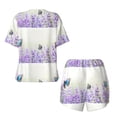 thumbnail image 5 of Qekee Lavender and Butterfly Women's Pajama Set Short Sleeve Sleepwear Summer Home Wear with Pockets Soft Short Sleeve Shirt - Lavender and Butterfly, 5 of 9