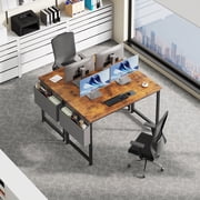 CONCETTA 47 Inch Computer Writing Desk with Storage Bag, Steel Frame for Home Office Study, Brown