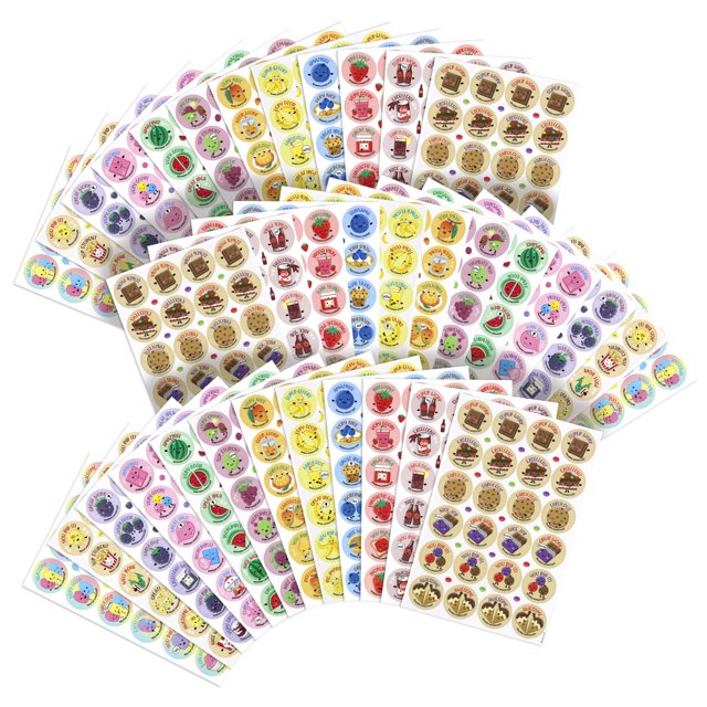 Pegatinas para rascar y oler, VKPI, 864 piezas, frutas y alimentos