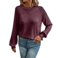 thumbnail image 2 of Dgankt Sweaters for Women Casual Crew-Neck Lace Splicing Solid Color Pullover Long Sleeve,Size S-2XL, 2 of 4