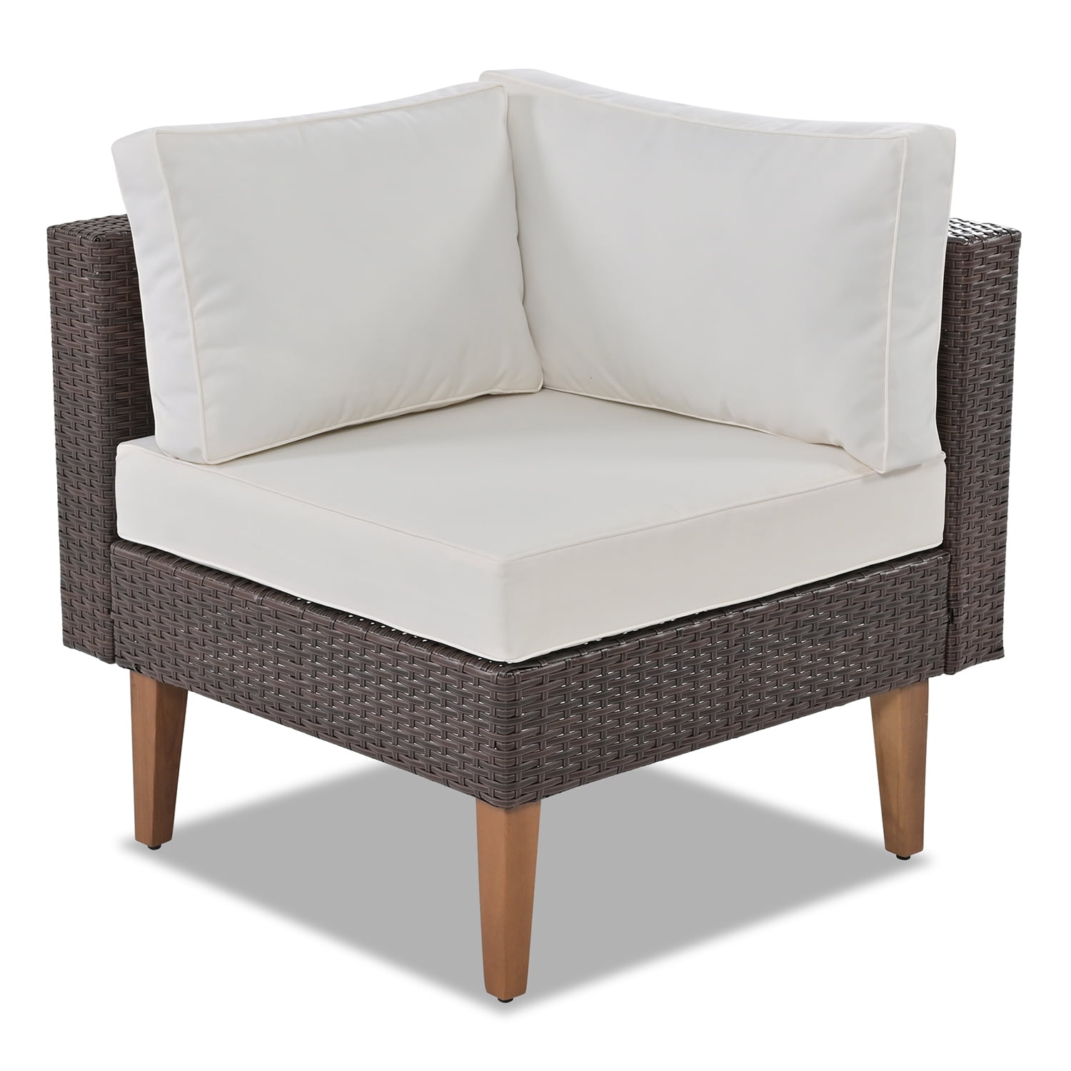 Kadyn 4-pieces Outdoor Wicker Sofa Set, Wicker Patio Furniture with Colorful Pillows, Modern L-shape sofa set for Garden, Beige Kadyn 4-pieces Outdoor Wicker Sofa Set, Wicker Patio Furniture with Colorful Pillows, Modern L-shape sofa set for Garden, Beige