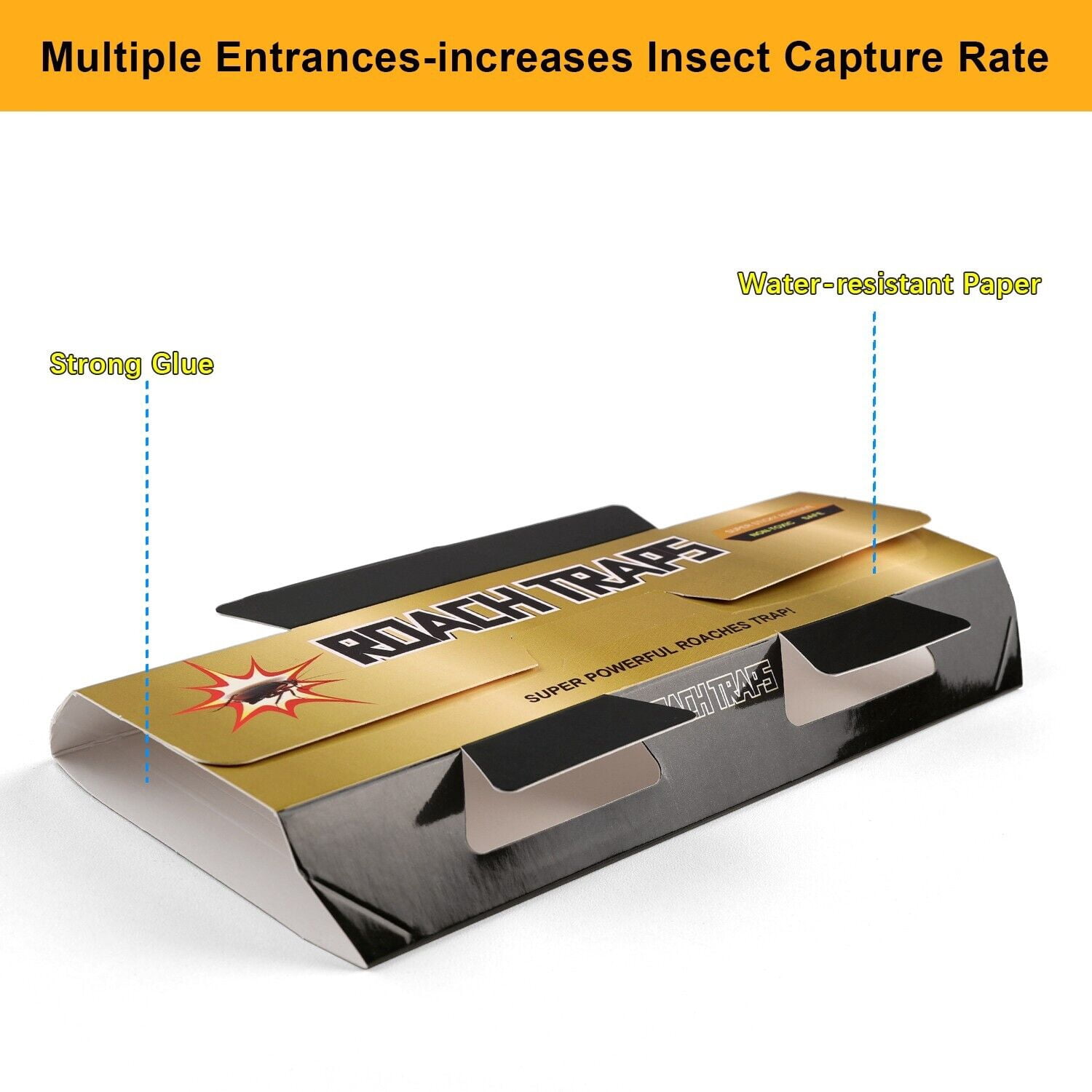 Elegant Choise 35 Pcs Roach Traps Indoor Cockroach Bug Pest Killer Bait Glue Traps Spider Motel