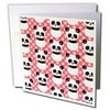 3dRose Cute panda bear with pink and red dots - Greeting Cards, 6 by 6-inches, set of 12