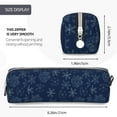 thumbnail image 3 of Fotbe Snowflake Dark Blue Pattern Leather Pencil Case, Pencil Pouch with Durable Zipper, Compact and Stylish Organizer for Stationery, Art Supplies, Travel Essentials, 3 of 7