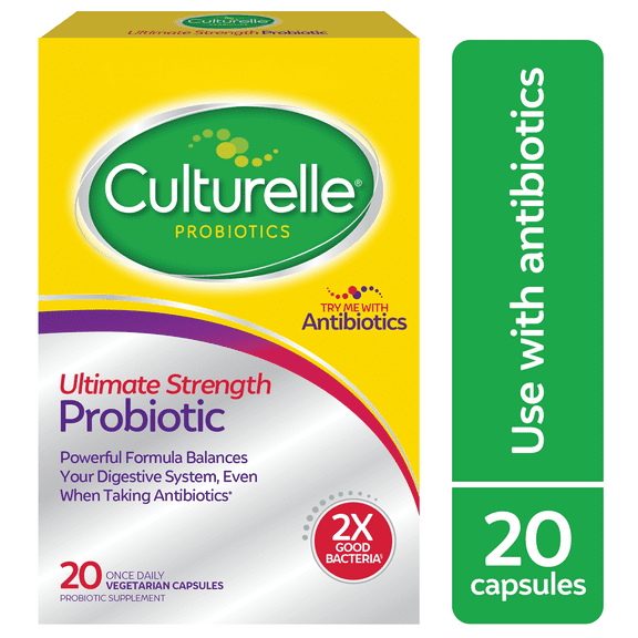 Culturelle Probiotics Ultimate Strength Probiotic Supplement, Balances Digestive & Gut Health for Adults, 20 Count