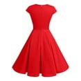 thumbnail image 4 of Vestido retro de fiesta liso para mujer: diseño informal de corte A, cintura alta para diversas ocasiones, tallas S-XXL., 4 of 5