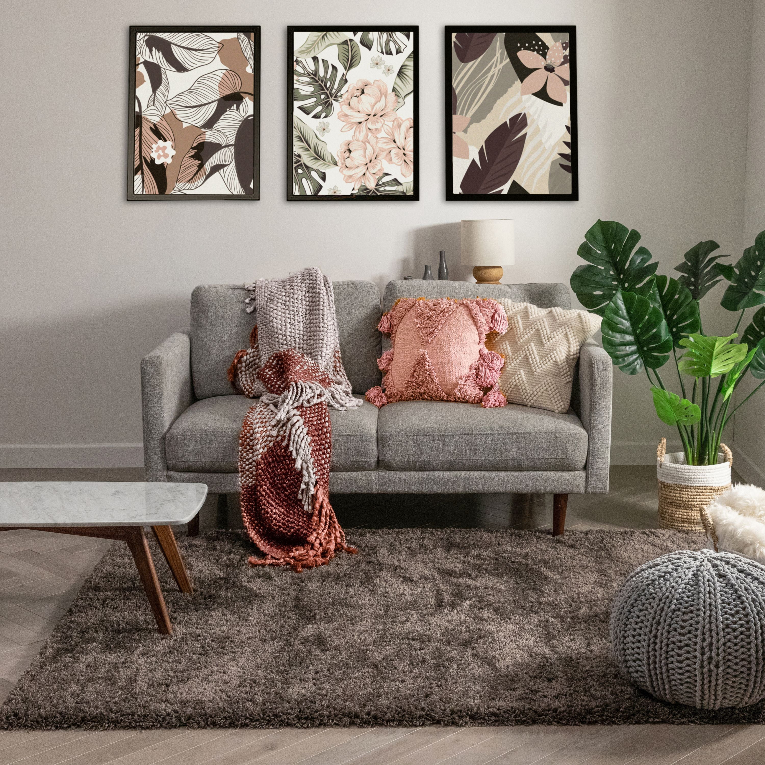 Well Woven Celeste Olympic Modern Solid Shag Peppercorn Grey 9'3" x 12'6" Shag Pile Soft Area Rug