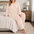 thumbnail image 5 of Diufon Plus Size Pajamas for Women Set Long Sleeve Soft Comfy Crewneck Tops and Pants 2 Piece Casual Home Sleepwear, 5 of 10