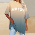 thumbnail image 1 of Fiudx Ofertas de La Semana Camiseta Informal con Estampado de Letras para Mujer, Top de Manga Corta con Cuello Redondo y Hombros Caídos, 1 of 4