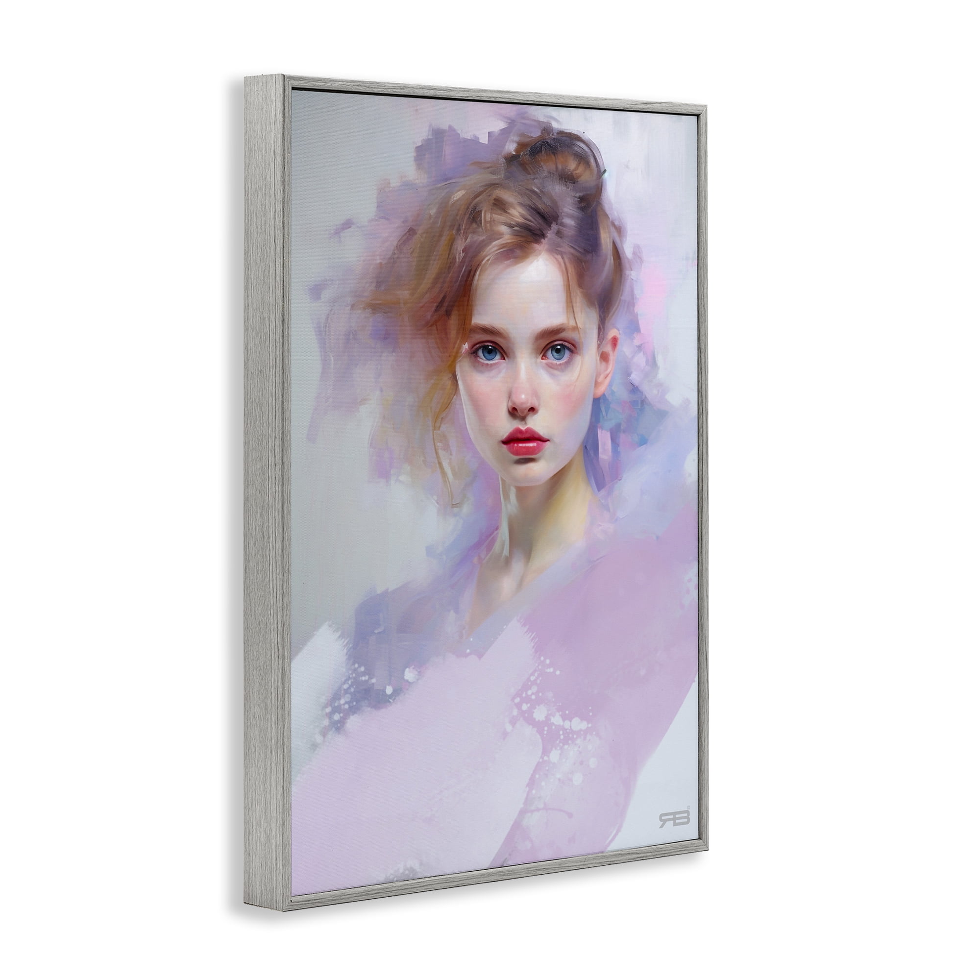 Stupell Industries Soft Portrait of Woman Novelty Painting Gray Framed Art Print Wall Art, 12 x 18