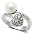 thumbnail image 1 of Alamode 3W192-8 Women Rhodium Brass Ring with Synthetic in White - Size 8, 1 of 1