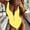Yellow, variant on HOMBOM Plus Size Swimsuits for Curvy Women One-pieces Bikini Yellow Solid Color Ladies Swimsuits with Tummy Control L