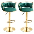 thumbnail image 3 of UIXE 360° Swivel Bar Stools Velvet Upholstered Adjustable Bar Chairs Set of 2 with Back & Footrest for Home and Kitchen, Dark Green, 3 of 6