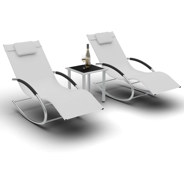 Bingirl Ensemble de Salon Extérieur Moderne avec Chaises à Accoudoirs Réglables et Table d'Appoint, Fauteuil Inclinable de Patio Idéal pour Terrasse, Balcon, Pelouse