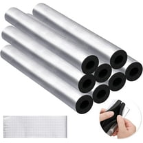 8 Pack Pipe Insulation Foam Tube, Self Adhesive Pre Slit Foam Pipe Covers Polyethylene with Aluminum Foil for Spigot, Winter Outside Pipes, Sprinkler, Water Heater Pipes (0.8" x 15.74")