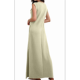 thumbnail image 3 of 2025 Women Summer Round Neck Casual Loose Split Wrinkle-Free Long Maxi Vacation Dress with Pockets, 3 of 9