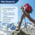 thumbnail image 3 of Rongsi Nordic Walking Trekking Poles - 2 Sticks with Anti-Shock and Quick Lock System, Telescopic, Collapsible for Hiking, Camping, Mountaineering, Backpacking, Walking, Trekking, Seniors, Women, Men, 3 of 7