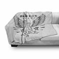 thumbnail image 2 of Rock and Roll Soft Flannel Fleece Blanket, Pattern of Rock Festival Design with a Winged Guitar and Stars, Cozy Plush for Indoor and Outdoor Use, 50" x 60", Charcoal Grey and White, by Ambesonne, 2 of 5