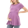 thumbnail image 3 of Bearsland Women's Short Sleeve Maternity Shirts Tops Pregnancy Clothes 3-Pack, 3 of 7