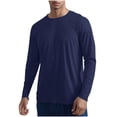 thumbnail image 2 of pstuiky mangas largas para hombre, Camiseta informal de manga larga con cuello redondo para hombre, color liso, transpirable, para correr y hacer ejercicio camisetas de hombre l, 2 of 8