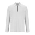 thumbnail image 4 of Brglopf Mens Polo Shirts Casual Long Sleeve Trendy Half Zipper V Neck Golf Tshirts Ribbed Knit Slim Fitted Solid Athletic Tops, 4 of 4