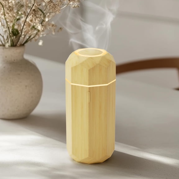 Essential Oil Diffuser, 50ml Mini Ultrasonic Aromatherapy Diffuser with Adjustable Mist Mode, Auto Shut-Off, Warm Light, Cool Humidifier for Home, Office, Bedroom, Yoga Corner Wood Grain