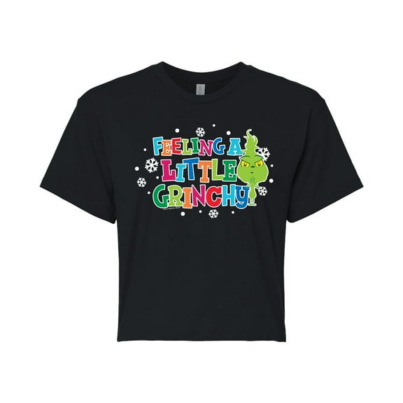 Dr. Seuss The Grinch - Little Grinch - Feeling A Little Grinchy - Juniors Cropped Cotton Blend T-Shirt