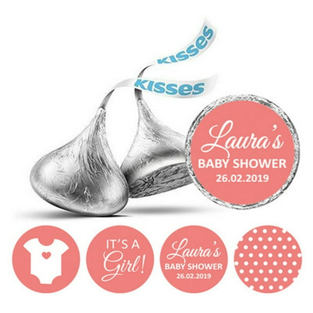 Darling Souvenir 190 Pcs Baby Shower Theme Custom Stickers for chocolate Candy Labels-Peach