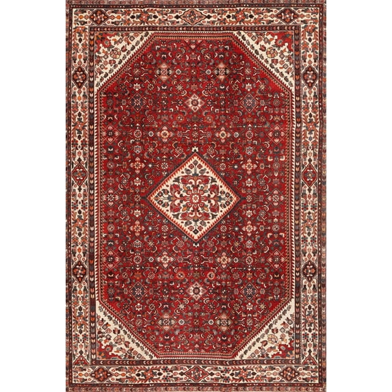 Ahgly Company Machine Washable Indoor Rectangle Traditional Orange Salmon Pink Area Rugs, 7' x 9'