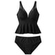 thumbnail image 4 of Tankini para mujer, bikini liso sin espalda, de dos piezas, estilo vendaje, para playa, dos piezas, tankini, 2 piezas, 4 of 4