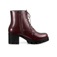 thumbnail image 6 of BLISSFUL STEP Women's Platform Chunky Heels Combat Boots Burgundy 10, 6 of 8