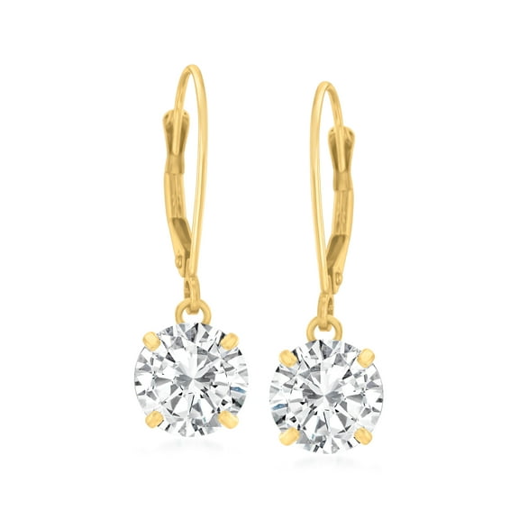 Ross-Simons 4.00 ct. t.w. CZ Drop Earrings in 14kt Yellow Gold, Women's, Adult