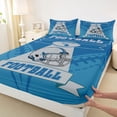 thumbnail image 4 of Feelyou American Sports Lover Twin Sheet Sets, Est Sleep Football Twin Fitted Sheet, Blue Grey Abstract Line Flat Sheet, Super Cozy Room Decor, 3 Pieces, 4 of 8