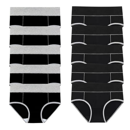 ATOYSOY Women s Clearance Solid Panty Classic Briefs Comfy Shapewear Control Briefs Seamless Underpants Multipack Stretchy Plus Size Hip Lifting Cotton Panties  10 Pack Black XXXXXL