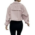 thumbnail image 5 of RYRJJ Womens Cropped Bomber Jacket Trendy Zip Up Lightweight Oversized Anorak Coat Fall Casual Outwear with Pockets(Pink,L), 5 of 5