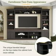 thumbnail image 5 of Farmhouse 4-Piece Entertainment Wall Unit Set with Bookshelf for TVs Up to 70", Walnut TV Stand with Adjustable Shelves, Mid-Century Large Media Console with Wine Rack for Living Room, Black, 5 of 8