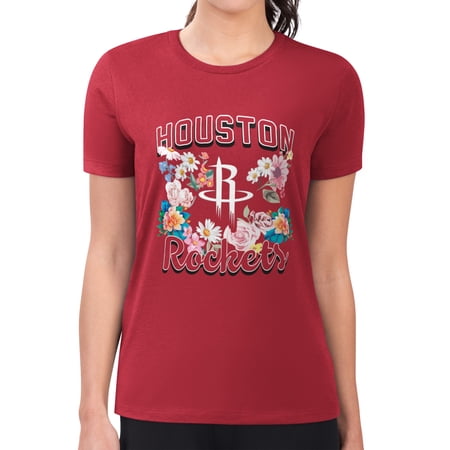 Women s G-III 4Her by Carl Banks Red Houston Rockets Super-Slim Fit Lightweight Flowers Team Logo Graphic T-Shirt