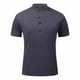 thumbnail image 2 of pstuiky camisetas de hombre, Camisa informal de color liso con botones y cuello alto para hombre, versátil, de manga corta camisetas de hombre xl, 2 of 8