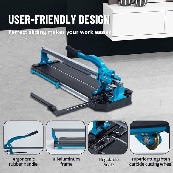 AKDSteel Professional Manual Tile Cutter, Heavy Duty Single Rail Aluminum Alloy Tile Saw, Designed For Large Format Ceramic And Porcelain Tiles In Home Or Commercial Projects
