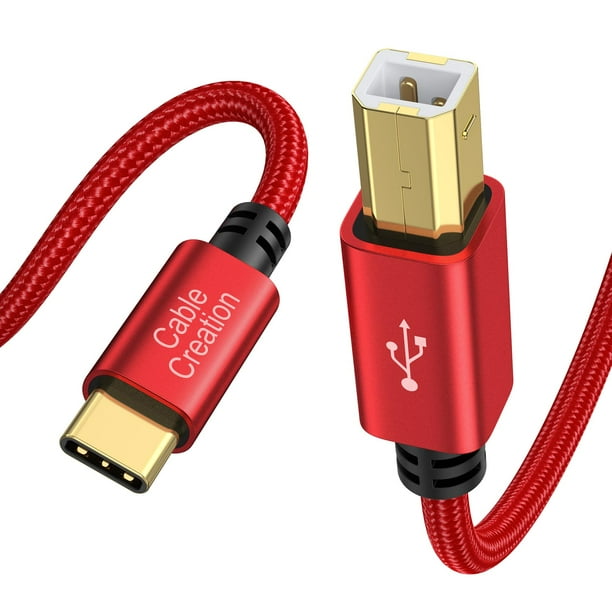 Cable de impresora CableCreation USB B a USB C (3,05 m), color rojo